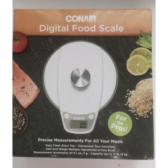 CONAIR Professional DIGITAL FOOD SCALE Glass Top Up To 11 lbs CNF130 NEW In BOX - Picture 1 of 3